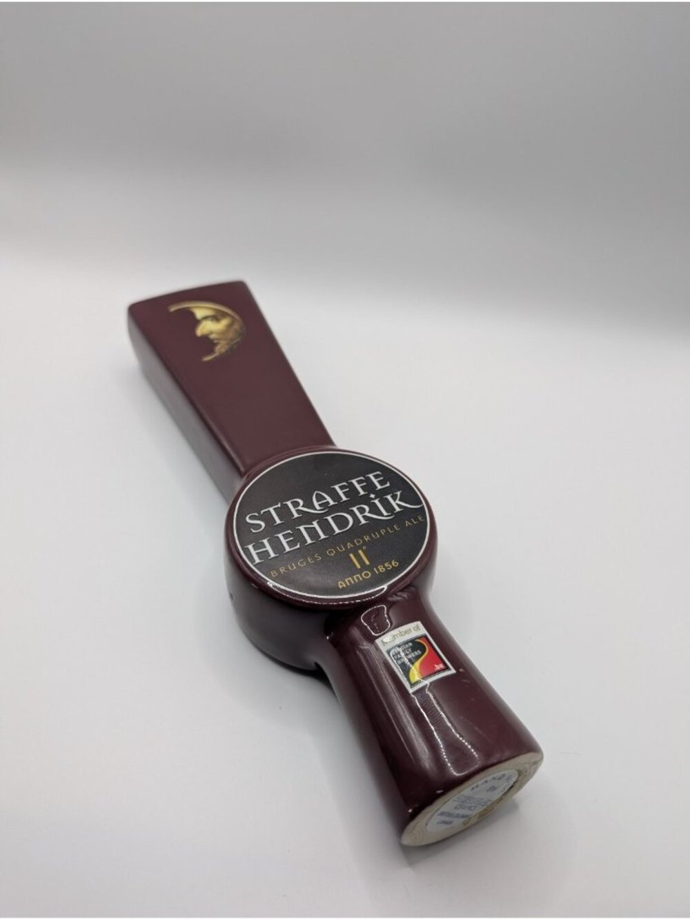 Straffe Hendrik Tap Handle Burgundy Ceramic 11-12" Handcrafted Belgian Ale NEW